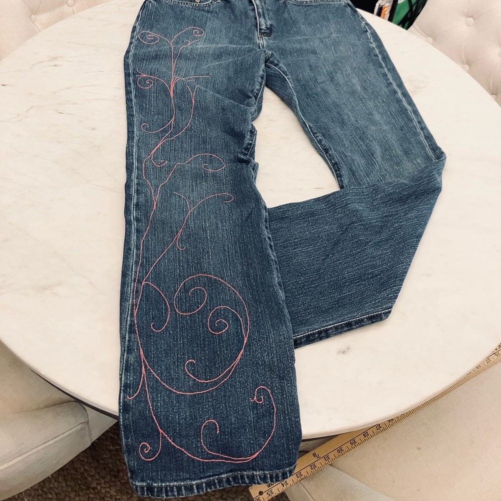 OOAK boho Hand embroidered jeans